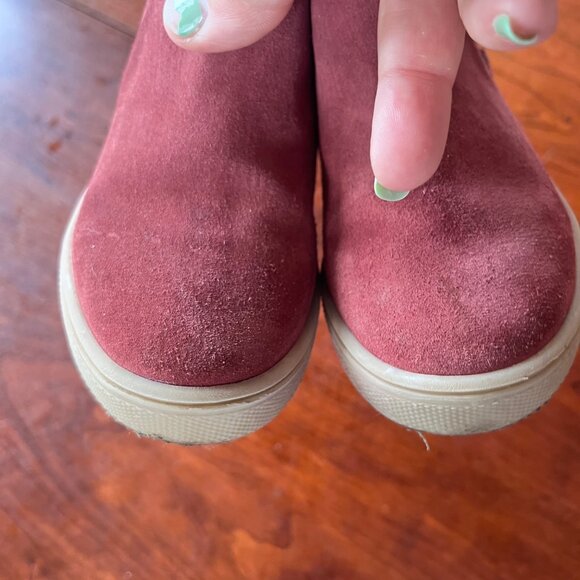 Freshly Picked Leather Suede Toddler Ankle Boots Size 8 Burgundy w/ Side Zipper - Picture 2 of 7